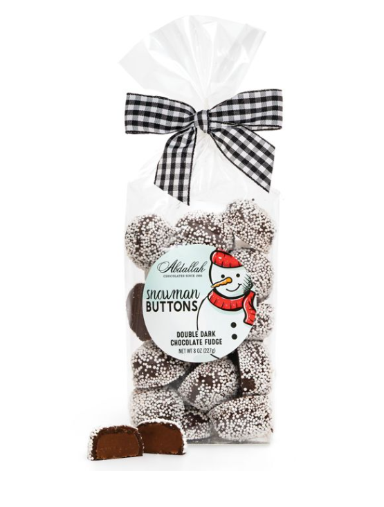 Abdallah Candies - Snowman Buttons w/ White Non-Pareils 8 oz - 7052X