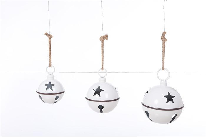 Special T - Metal White Glossy Star Bell Hanging - Large 7 inch - X24512