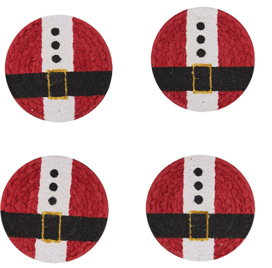 Park Designs - Santa Suit Printed Braided Coaster - Set of 4 - 9830-156