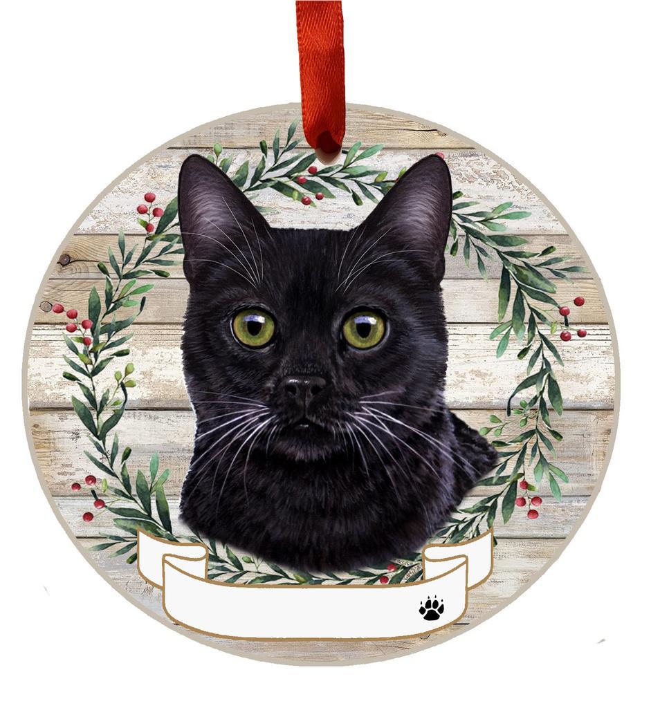E&S Pets Black Cat Ceramic Wreath Ornament 551-5