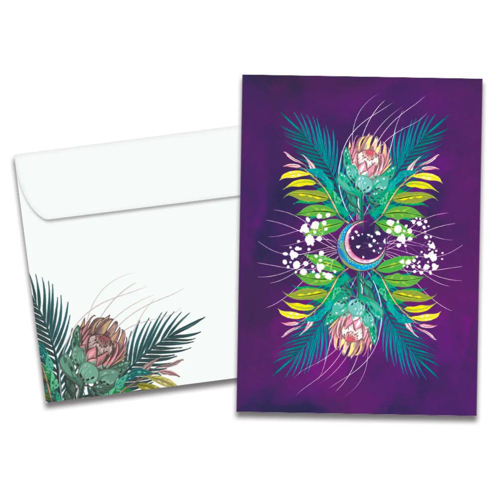 Tree-Free Greetings - All Occasion Card - Flowers & Moon Blank 21615