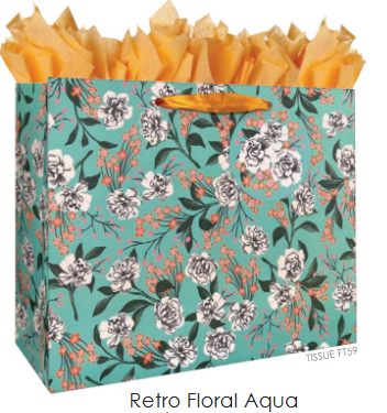 Jillson & Roberts - Totes Large - Retro Floral Aqua - LT303