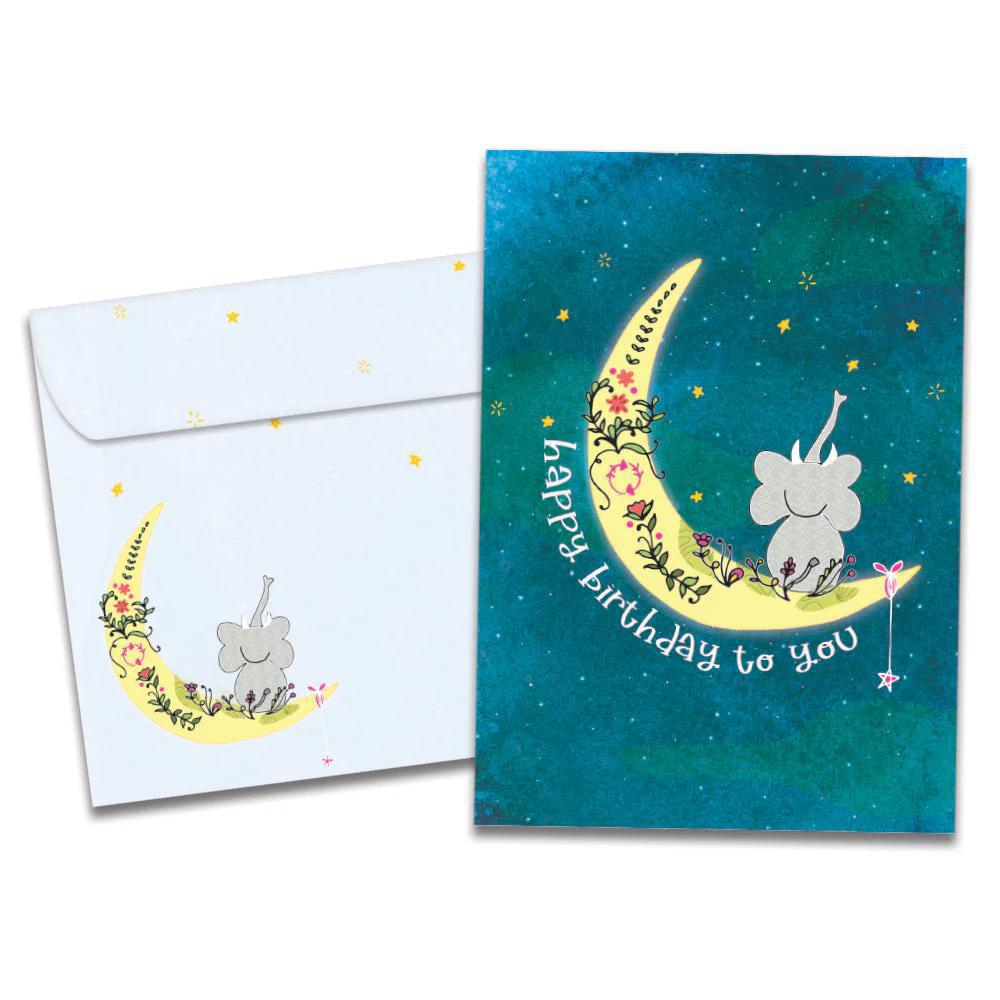 Tree-Free Greetings - Birthday Card - Elephant & Moon 20657