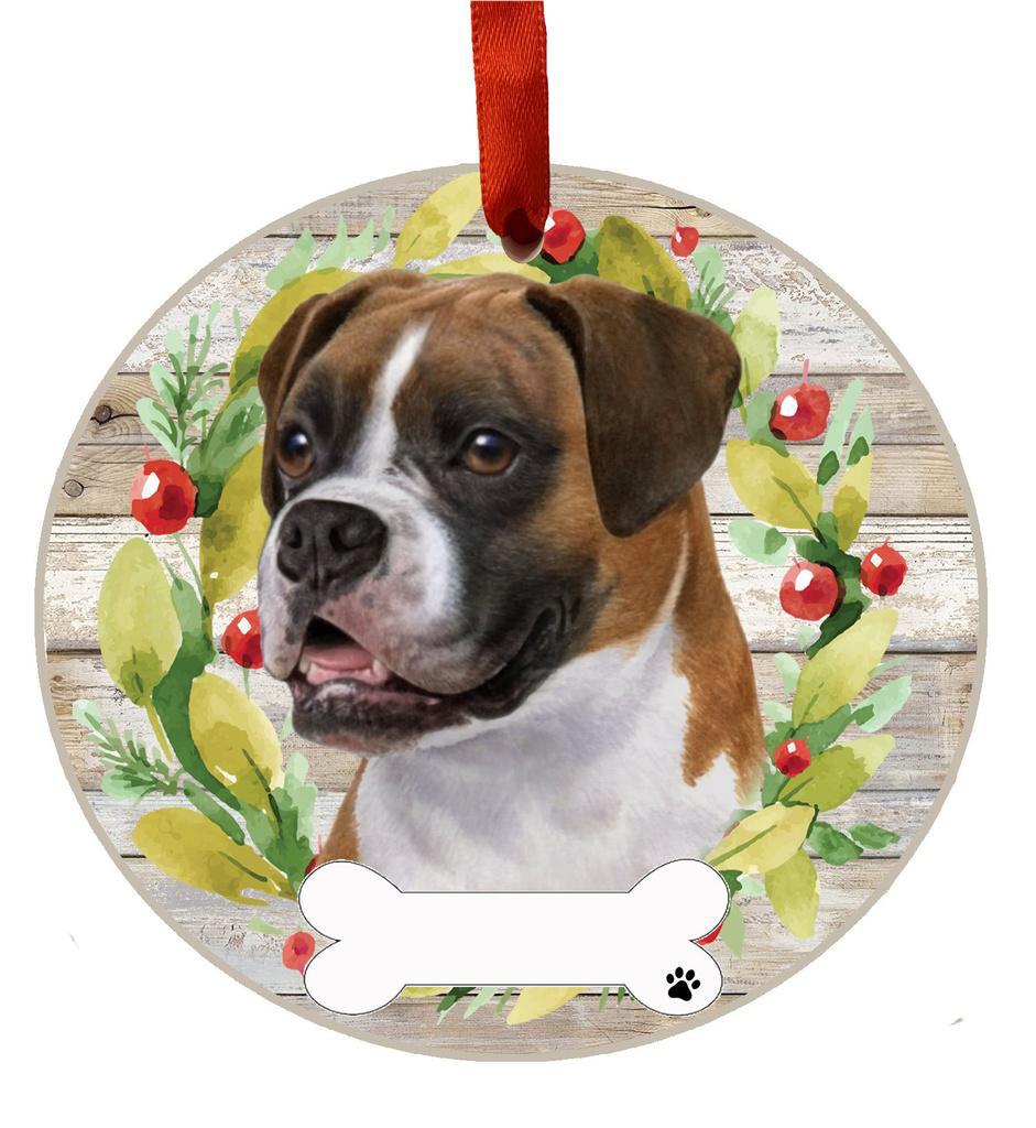 E&S Pets Boxer, uncropped Ceramic Wreath Ornament 550-6