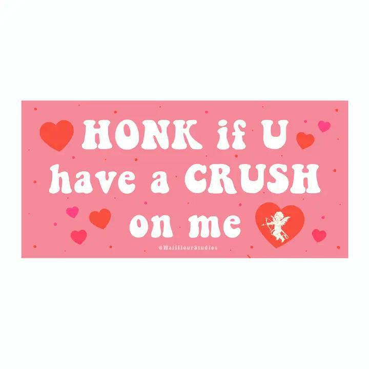 Wallflour Studios - Honk If U Have A Crush On Me Bumper Sticker