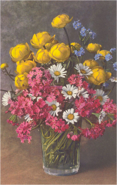 Found Image Press - FC-108 Postcard: Bouquet of Flowers in Water Glass FC-00108-PC2001-M