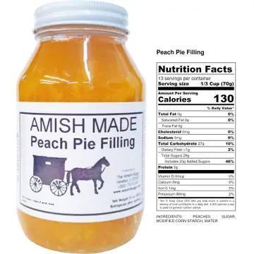 Arndt's Fudgery -  Amish Pie Filling - Peach Pie Filling 32 Oz Jar