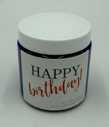 Oily Blends - Message Candles - 6 oz Soy Wax Candles - Happy Birthday