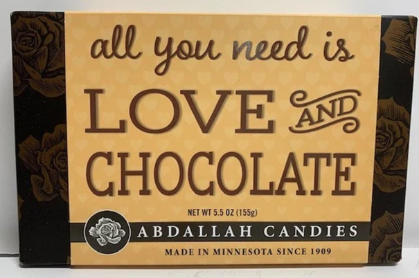 Abdallah Candies - Greeting Card Gift Box 5.5 oz - Love and Chocolate - 0308LC
