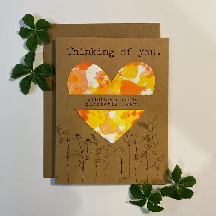 Raven's Edge Studio - Plantable Heart Card | Thinking of You Card | Eco Friendly | Yellow Tie Dye