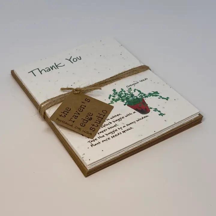 Raven's Edge Studio - Plantable Oregano Notecards | Thank You Cards | Set of 6