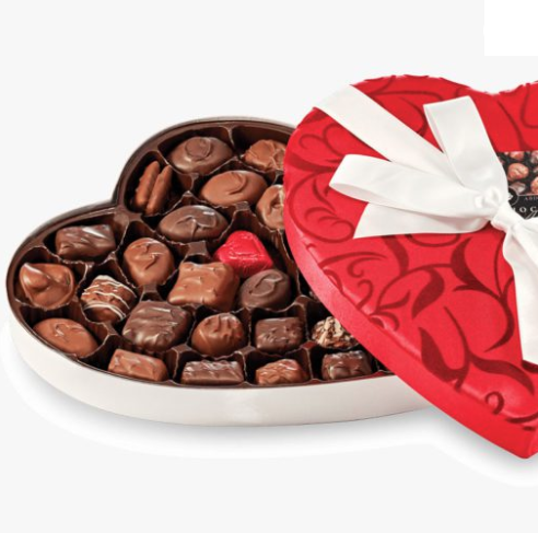 Abdallah Candies - Fancy Satin/Silk Flower Heart Box 24 oz - 4090V