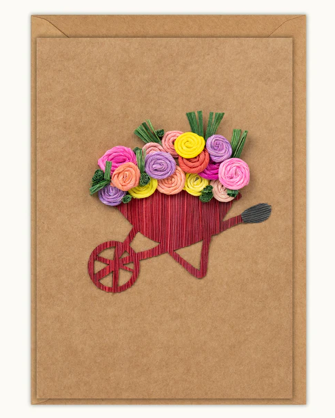Husk & Heart - Wheelbarrow Garden Kraft Paper Card and Matching Envelope - HH-GC-10020