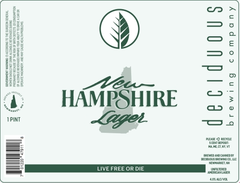 Deciduous Brewing Company - New Hampshire Lager 4 Pack 16 oz Cans - 2940363