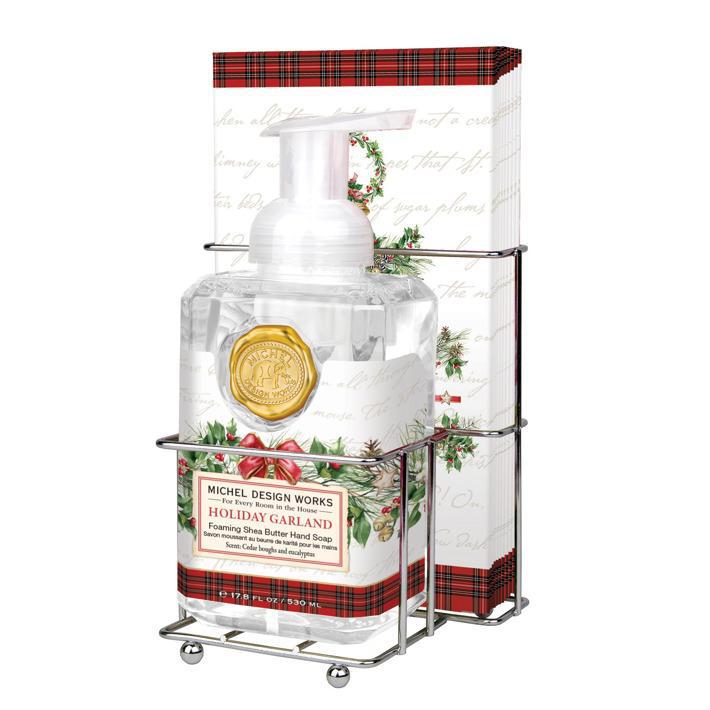 Stonewall Kitchen - Michel Design Works - Holiday Garland Foaming Hand Soap & Hostess Napkin - 809446