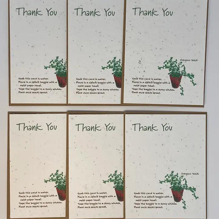 Raven's Edge Studio - Plantable Oregano Notecards | Thank You Cards | Set of 6
