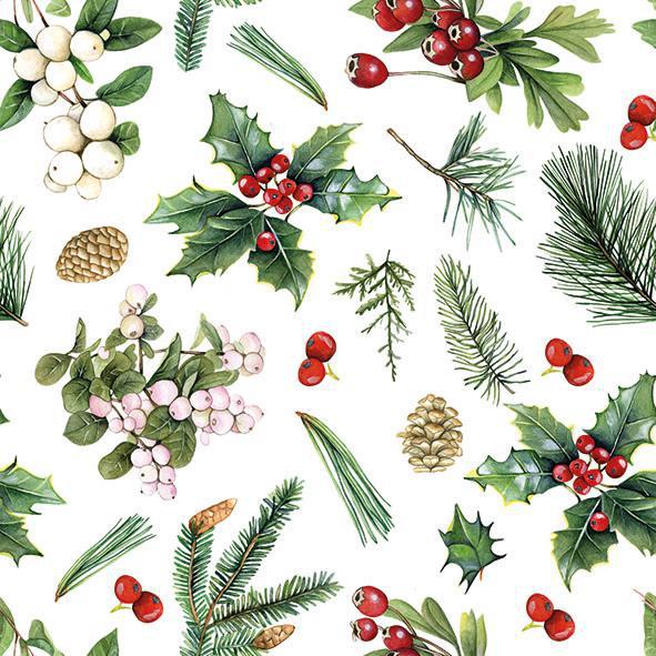 Ampelco - Napkin Lunch ''Winter Greenery White'' 307-33316495
