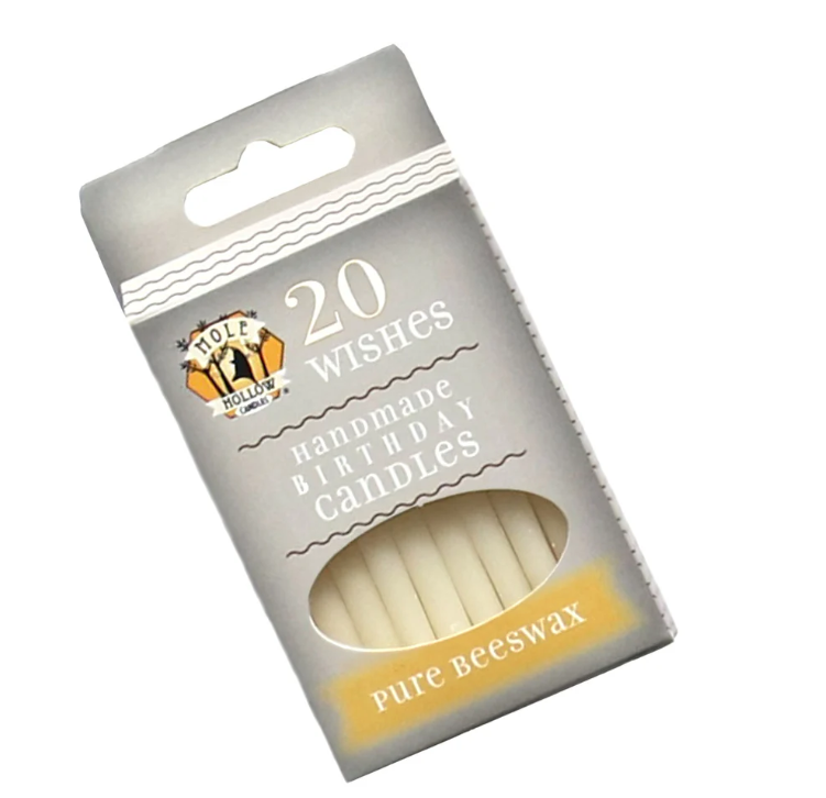 Mole Hollow - 3" Birthday Candles - Ivory Beeswax - 20 Candles - 03385