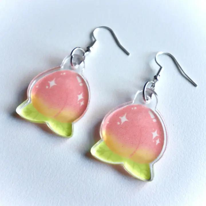 Wallflour Studios - Peach, Animal Crossing Inspired Earrings