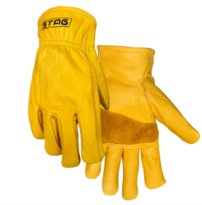 Gold Stag Gloves - Fleece Cowhide Patch Palm - Large - 267F