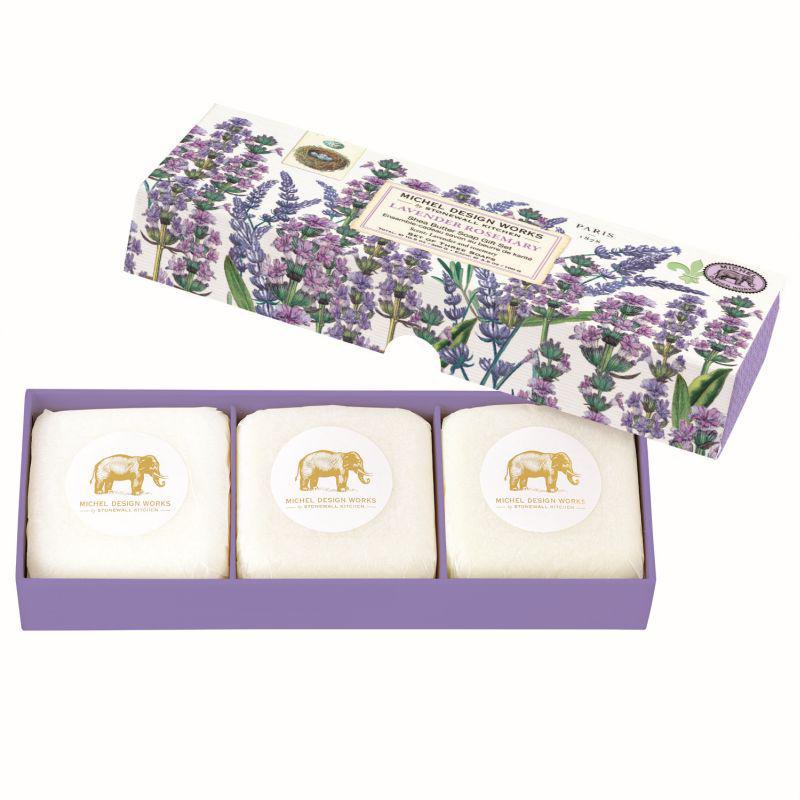 Stonewall Kitchen - Michel Design Works -  Lavender Rosemary Shea Butter Soap Gift Set of 3 - 857081 DISVEN