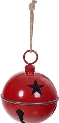 Special T - Metal Red Glossy Star Bell Hanging - Small 4 inch - X24512