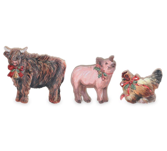 Tin Festive Farm Animal Ornaments - Assorted styles - 3141187