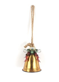 7.75" Long Antique Gold Oversized Hanging Metal Christmas Bell ZR200891-B