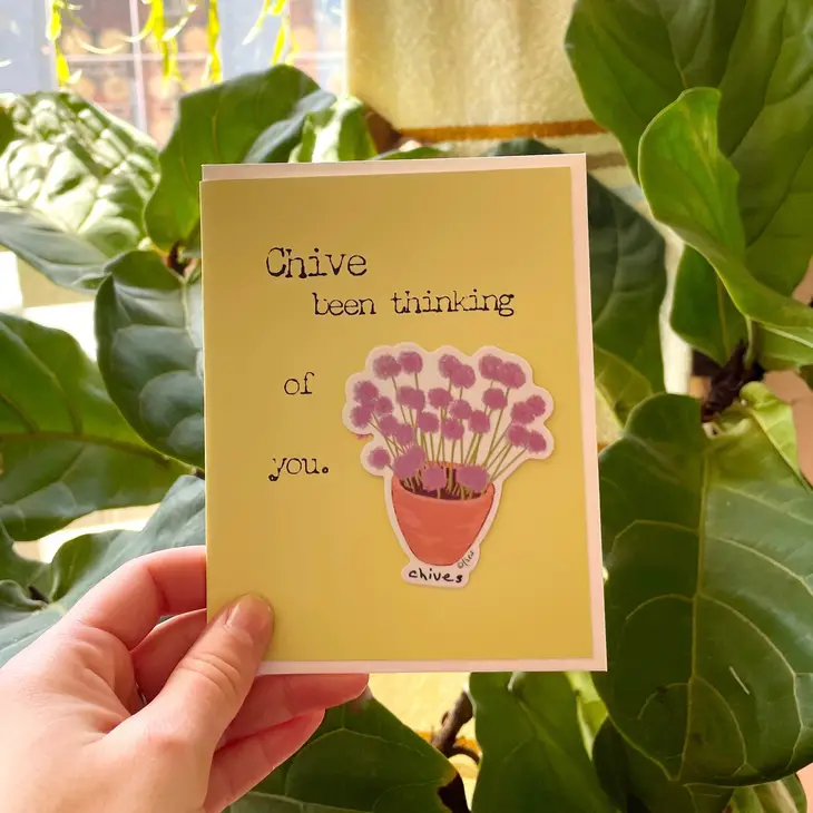 Raven's Edge - Sticker Card ~ Chive Herb Card ~ Blank Inside