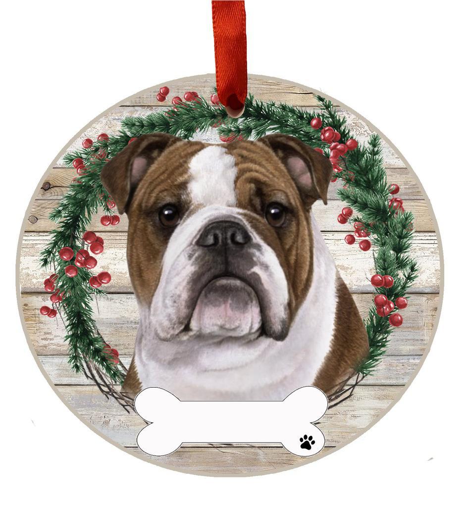 E&S Pets Bulldog Ceramic Wreath Ornament 550-8