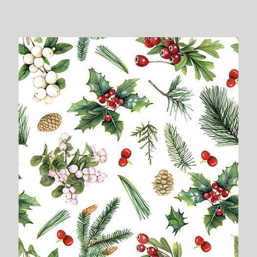 Ampelco - Napkin Cocktail ''Winter Greenery White'' 32516495