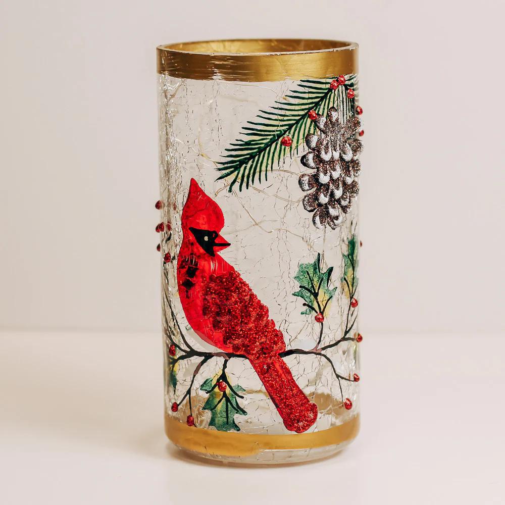 A Cheerful Giver - Cardinal - Crackle Glass Pillar - CHD896