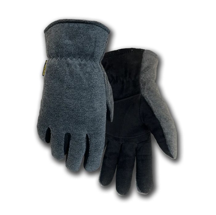 Gold Stag Gloves - Gray & Black Suede Deer - Large - 1663