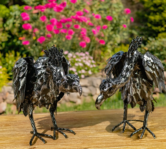 Assorted Galvanized Iron Vulture Figurines ZR196540