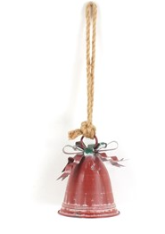 7.75" Long Antique Red Oversized Hanging Metal Christmas Bell ZR200890-B
