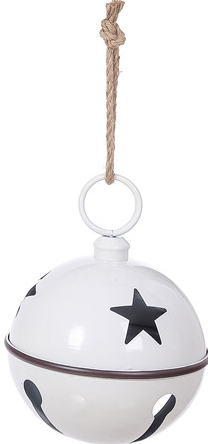 Special T - Large Metal Whte Glossy Star Bell Hanging - X24508