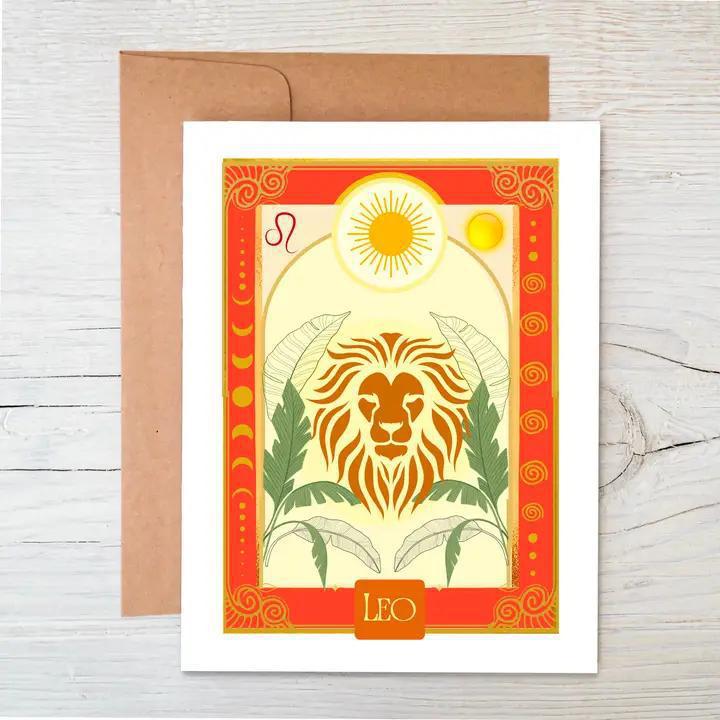 Raven's Edge Studio - Zodiac Card - Leo Card - Astrology Card - Eco Card