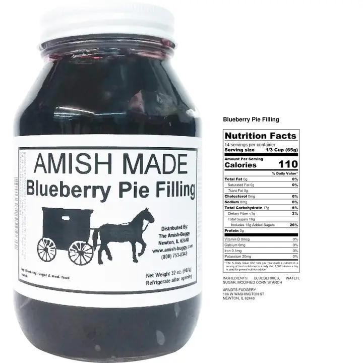 Arndt's Fudgery -  Amish Pie Filling - Blueberry Pie Filling 32 oz Jar