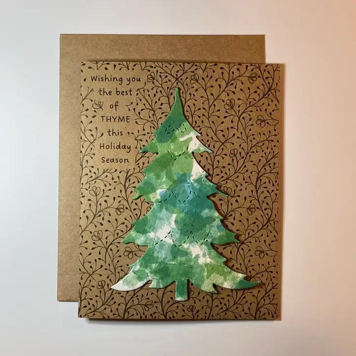 Raven's Edge Studio - Plantable Thyme Seed Tree - Eco Christmas Card - Wishing 2