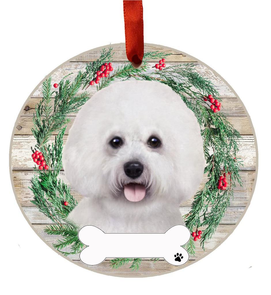 E&S Pets Bichon Frise Ceramic Wreath Ornament 550-4