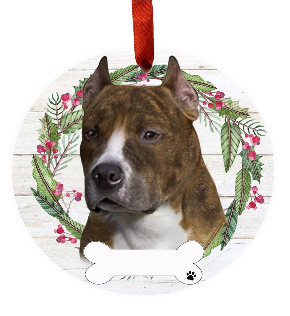 E&S Pets Pit Bull, Brindle Ceramic Wreath Ornament 550-73