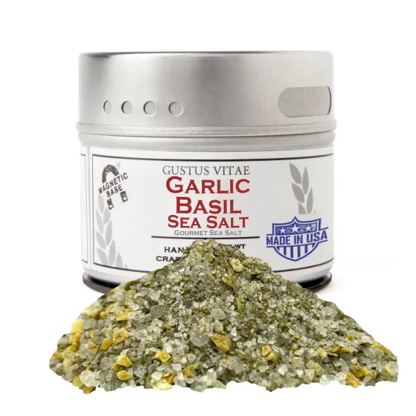 Gustus Vitae Garlic Basil Sea Salt  Tin