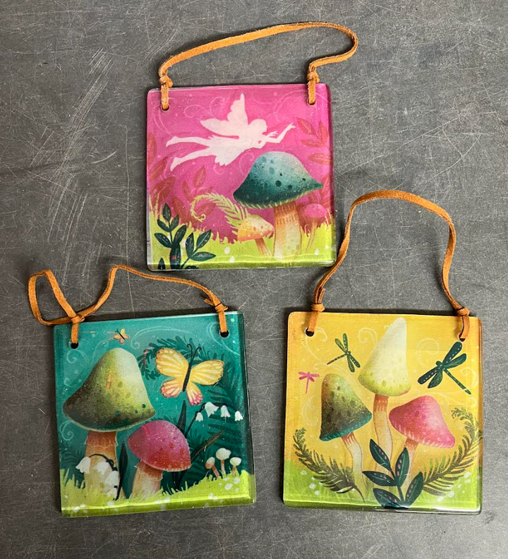 4.5" Assorted Mushroom & Fairy Garden Suncatchers - 84G5052