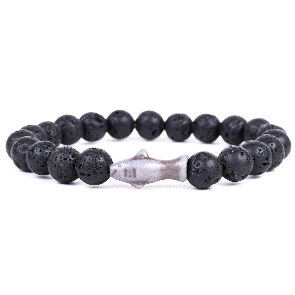 Fahlo - The Voyage Bracelet - Tracks a Shark - Lava Stone