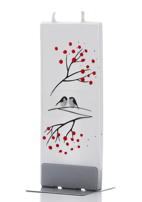 Flatyz - Flat Candle - Winter Birds on White - FL025