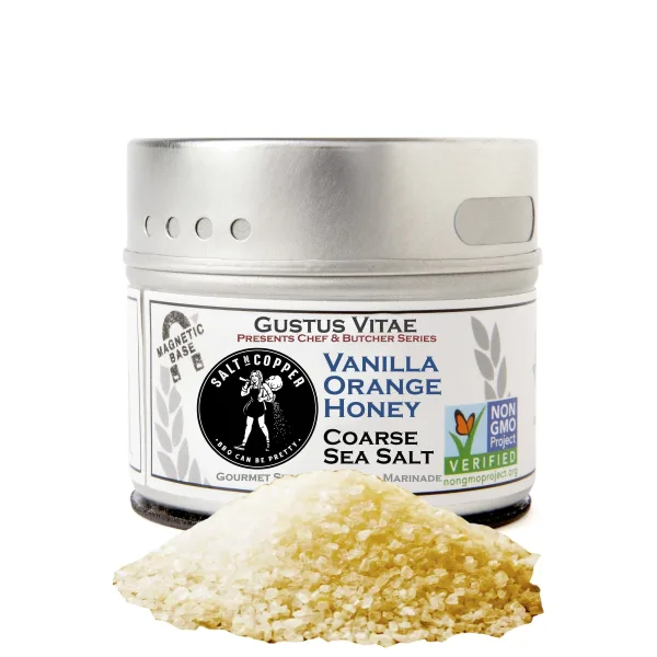 Gustus Vitae Vanilla Orange Honey Coarse Sea Salt  Tin