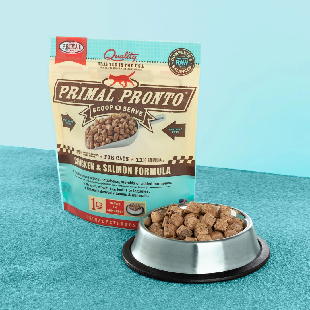 Primal - Feline Raw Frozen Pronto - Chicken & Salmon 1 lb bag DISSVF