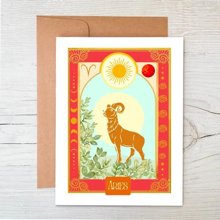 Raven's Edge Studio - Zodiac Card - Aries Card - Astrology Card - Eco Friendly