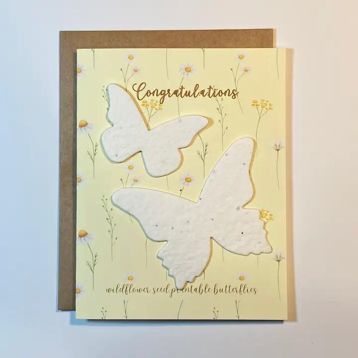 Raven's Edge Studio - Plantable Wildflower Seed Butterflies - Eco New Baby Card