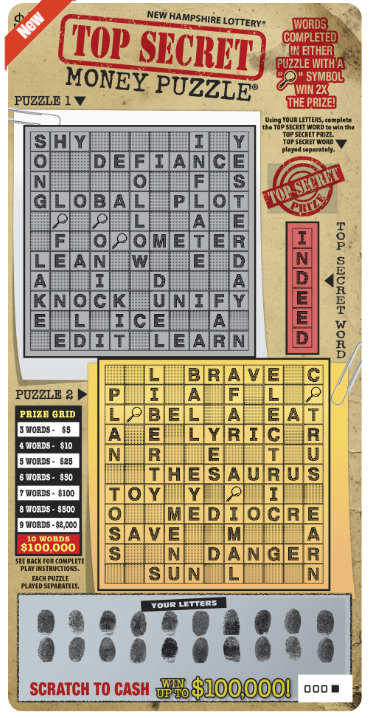 Scratch - $5 - Top  Secret Money Puzzle - 1689